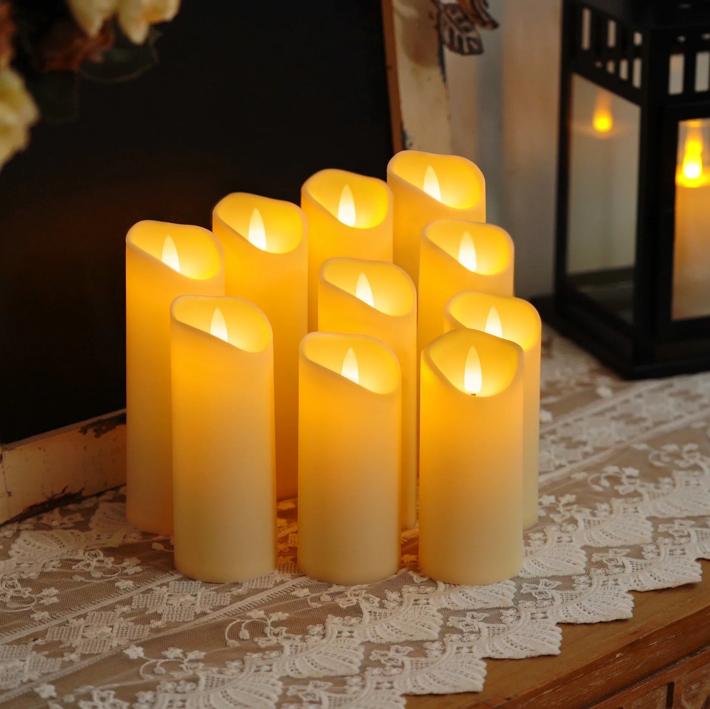 5Pcs Flameless Pillar Candles with Remote,Led Candles, Battery Operated Candles with Remote Timers, Made of Frosted Plastic, Won'T Melt, Ivory