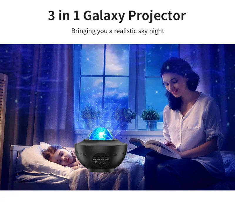 LED Galaxy Projector Night Light Speaker
