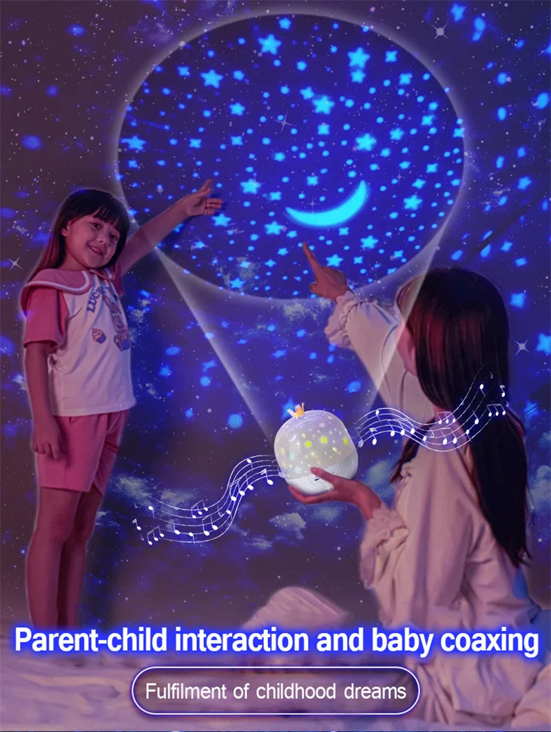 Crown Star Light Projection Night Lamp