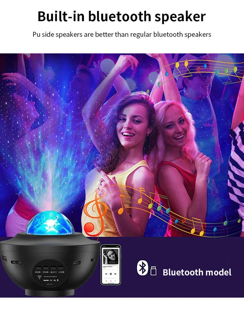 LED Galaxy Projector Night Light Speaker