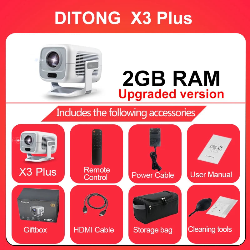 X3Plus HD 1080P 4K Android Projector