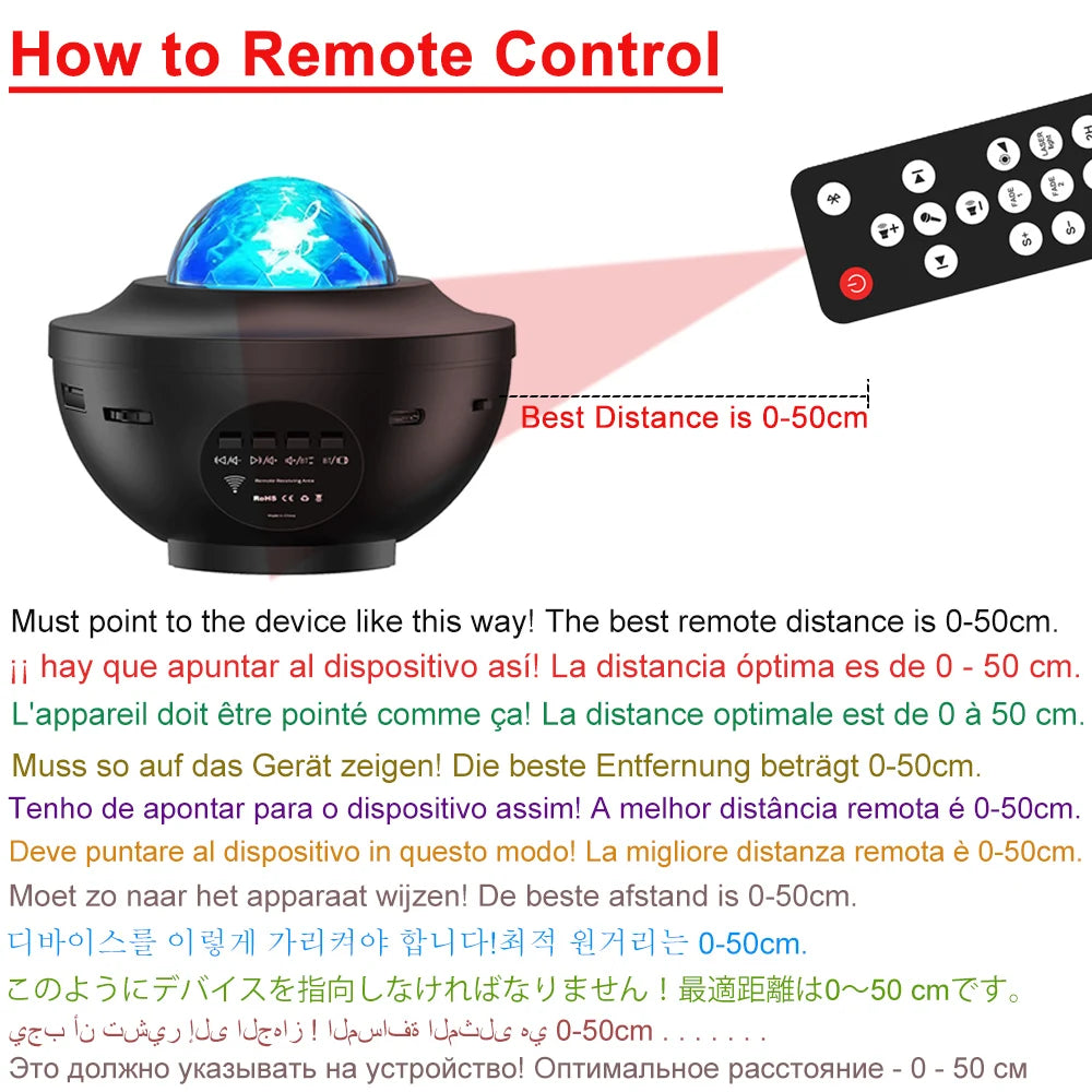 LED Galaxy Projector Night Light Speaker