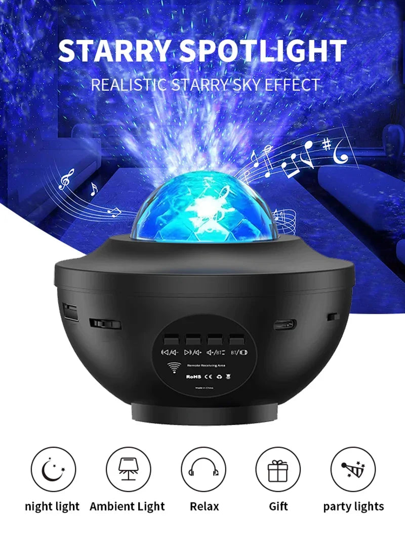 LED Galaxy Projector Night Light Speaker