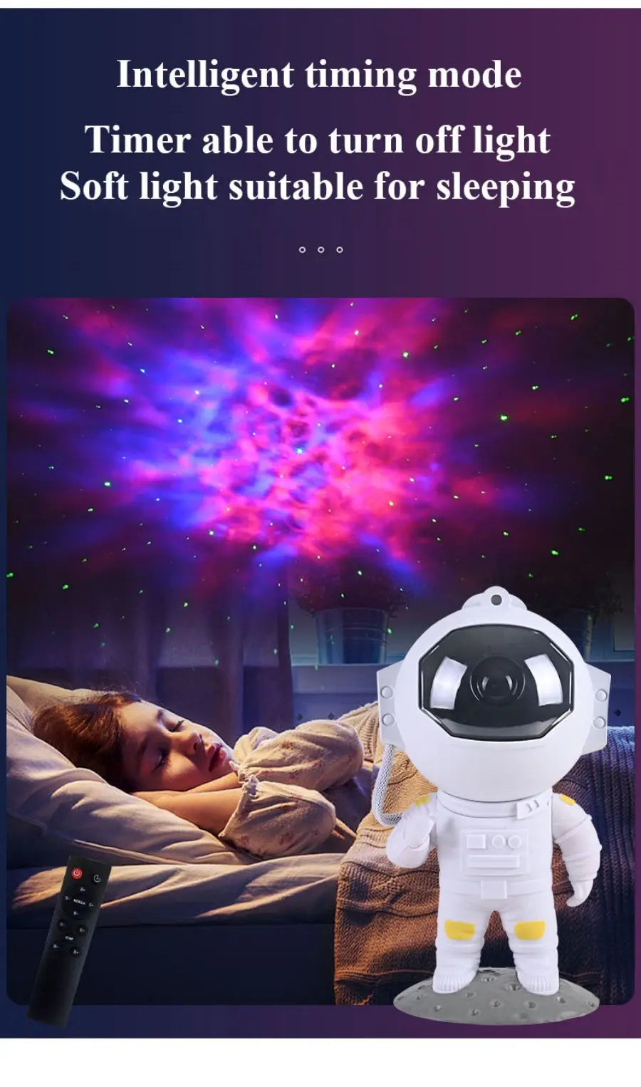 "Astronaut Star Projector Galaxy Night Light