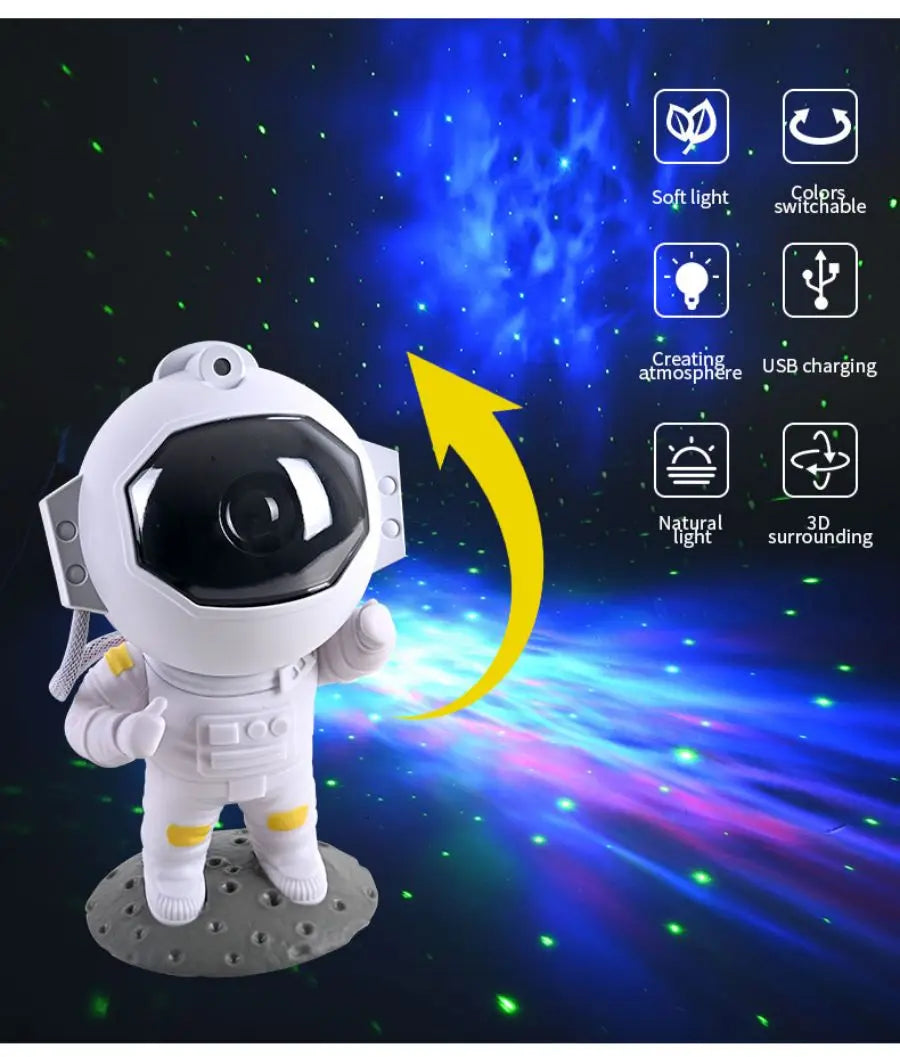 "Astronaut Star Projector Galaxy Night Light