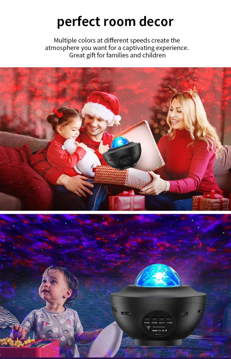 LED Galaxy Projector Night Light Speaker