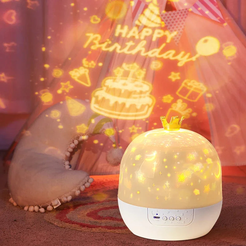 Crown Star Light Projection Night Lamp