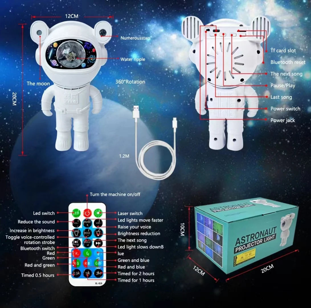 Bluetooth Astronaut Starlight Projector Night Light