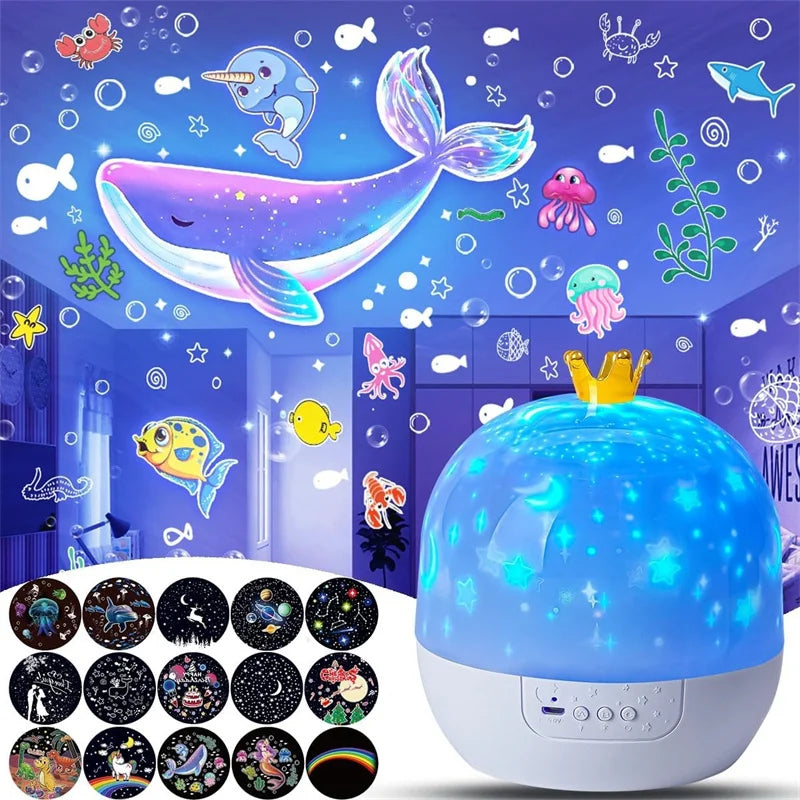 Crown Star Light Projection Night Lamp