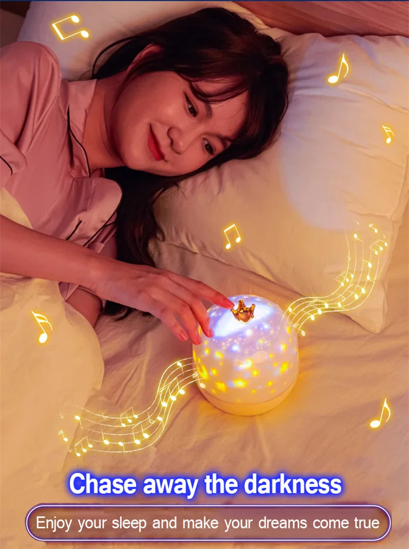 Crown Star Light Projection Night Lamp