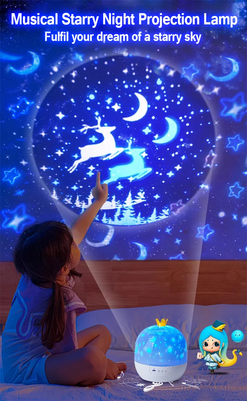Crown Star Light Projection Night Lamp