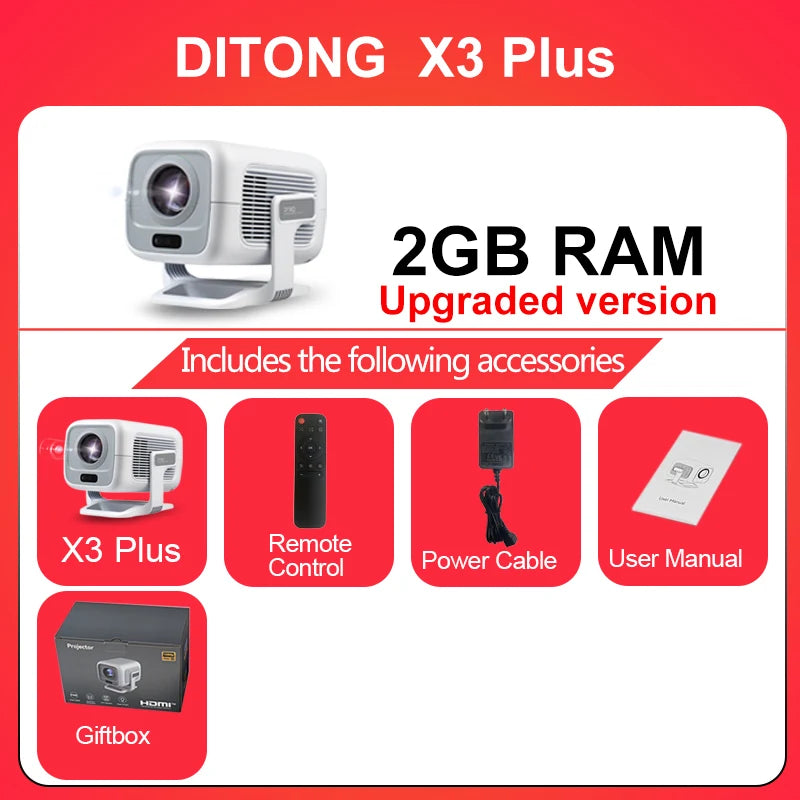 X3Plus HD 1080P 4K Android Projector