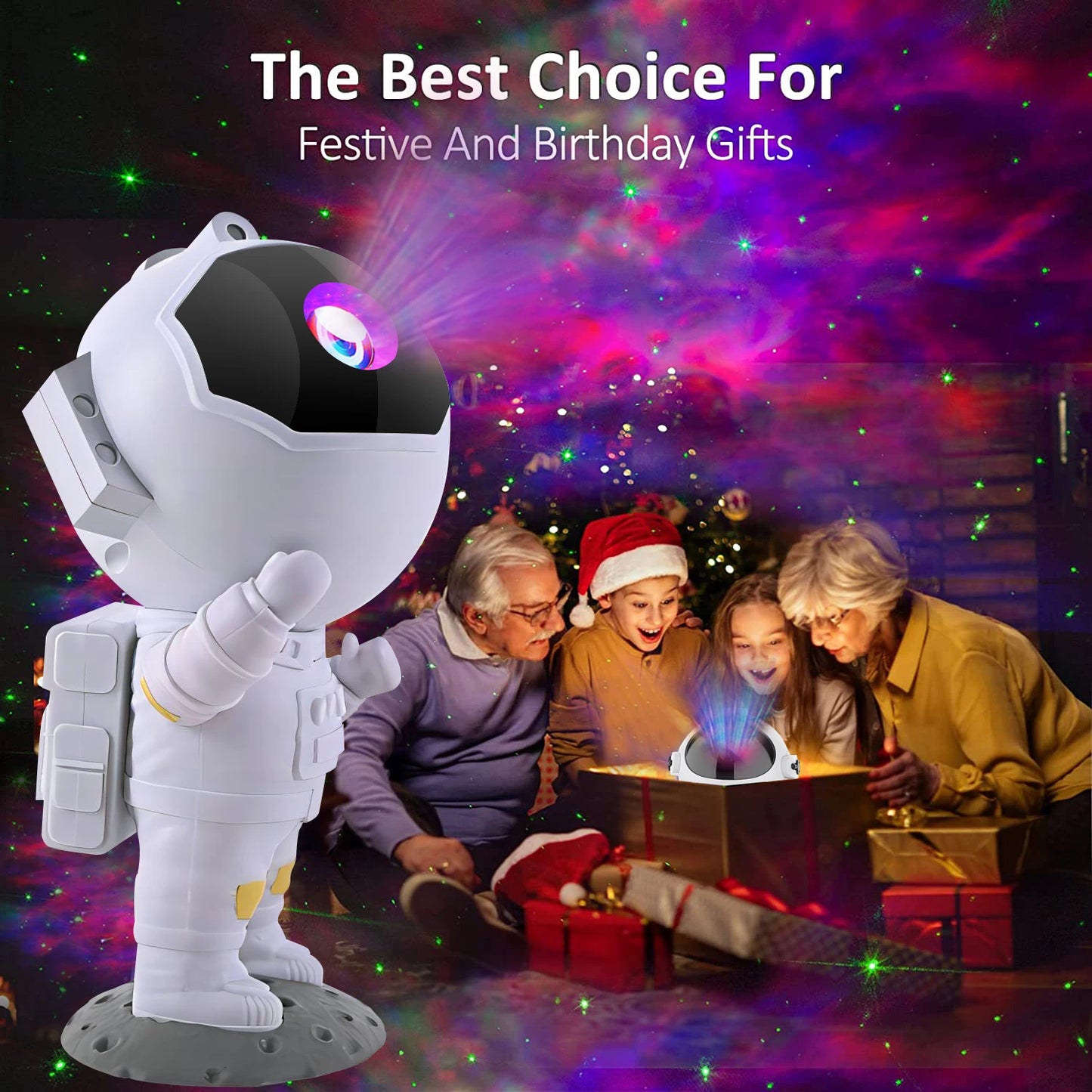 "Astronaut Star Projector Galaxy Night Light