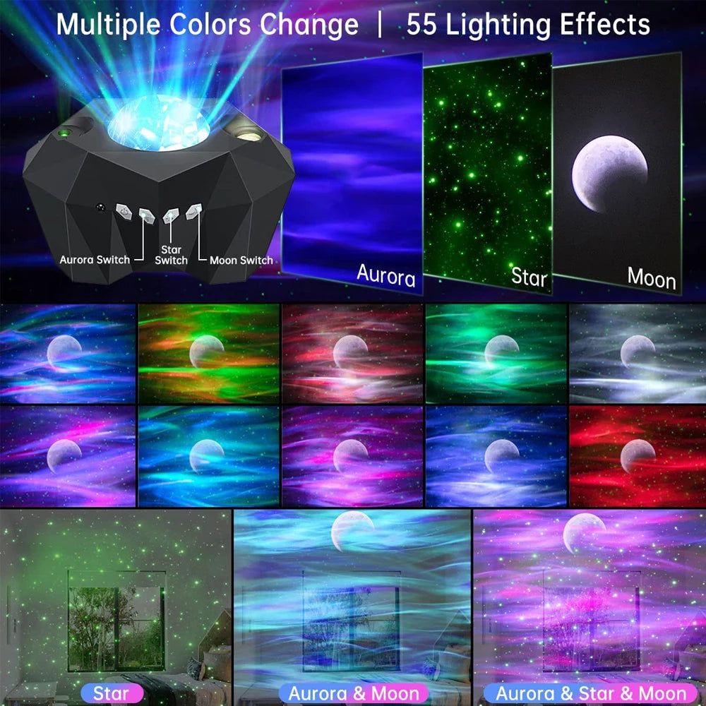 Aurora Galaxy Moon Projector Night Light