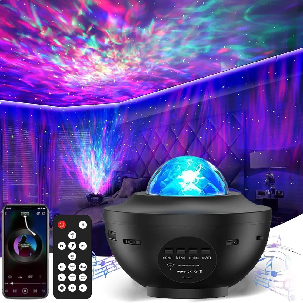 LED Galaxy Projector Night Light Speaker