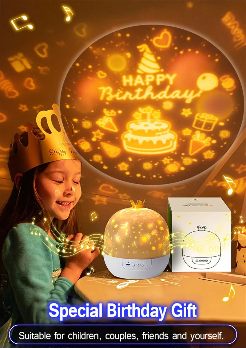 Crown Star Light Projection Night Lamp