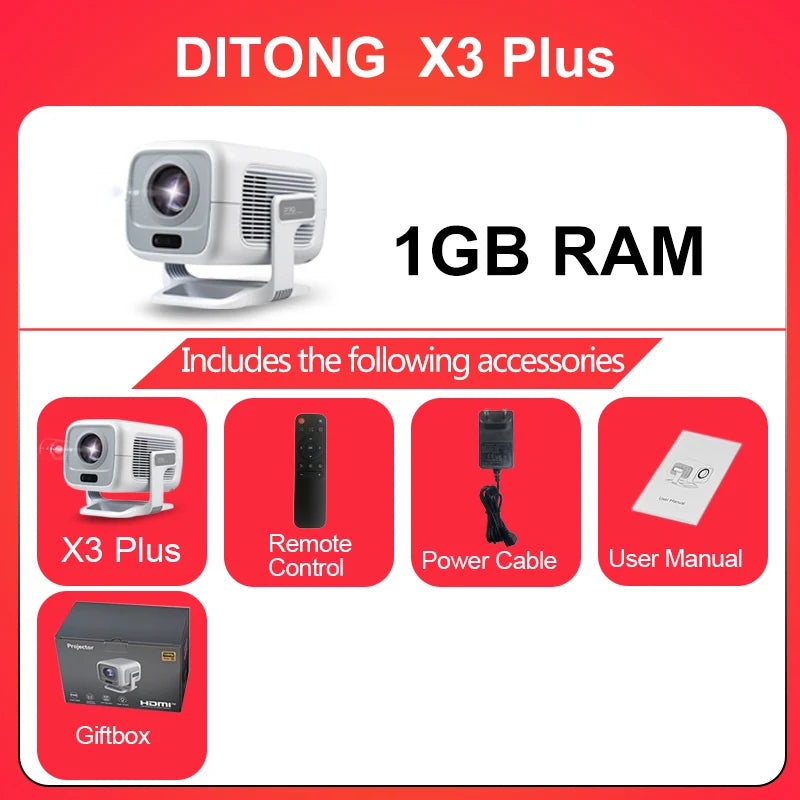 X3Plus HD 1080P 4K Android Projector