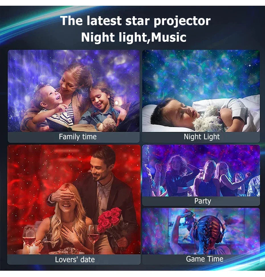 LED Galaxy Projector Night Light Speaker