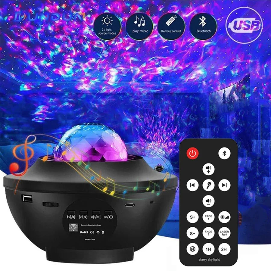 LED Galaxy Projector Night Light Speaker