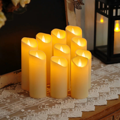 5Pcs Flameless Pillar Candles with Remote,Led Candles, Battery Operated Candles with Remote Timers, Made of Frosted Plastic, Won'T Melt, Ivory