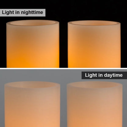 5"X3" Wax Flameless Candles, Battery Operated LED Pillar Candles with Remote Control & Timer, Amber Yellow Flickering Light for Party, Wedding, Festival, Ivory, Indoor Only, Set of 2